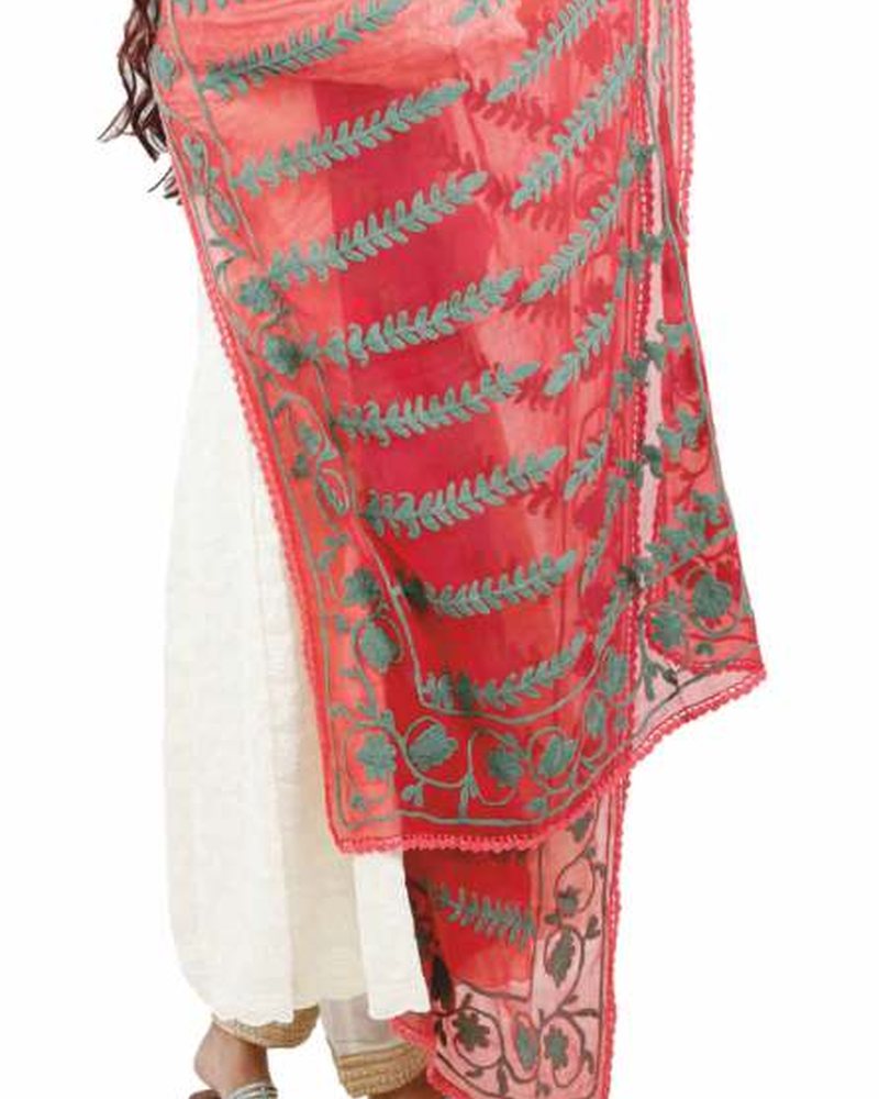 Cotton Dupatta in Phulkari hand embroidery — PHPC/DUPATTA-01