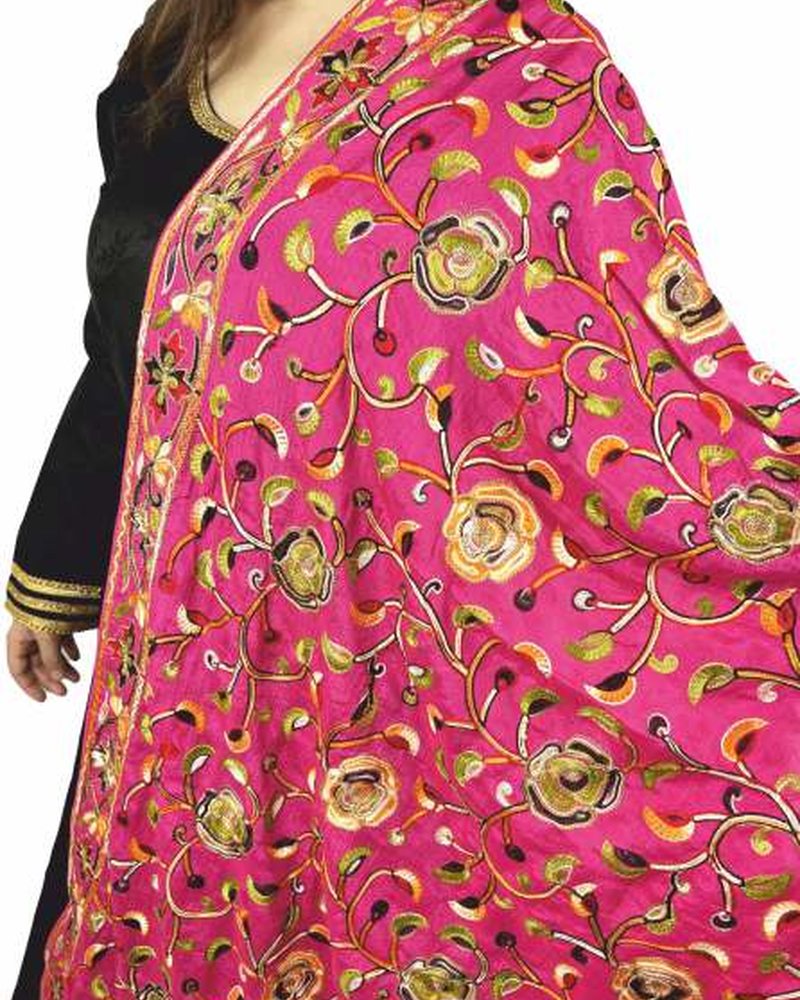 Cotton Dupatta in Phulkari hand embroidery — PHPC/DUPATTA-06