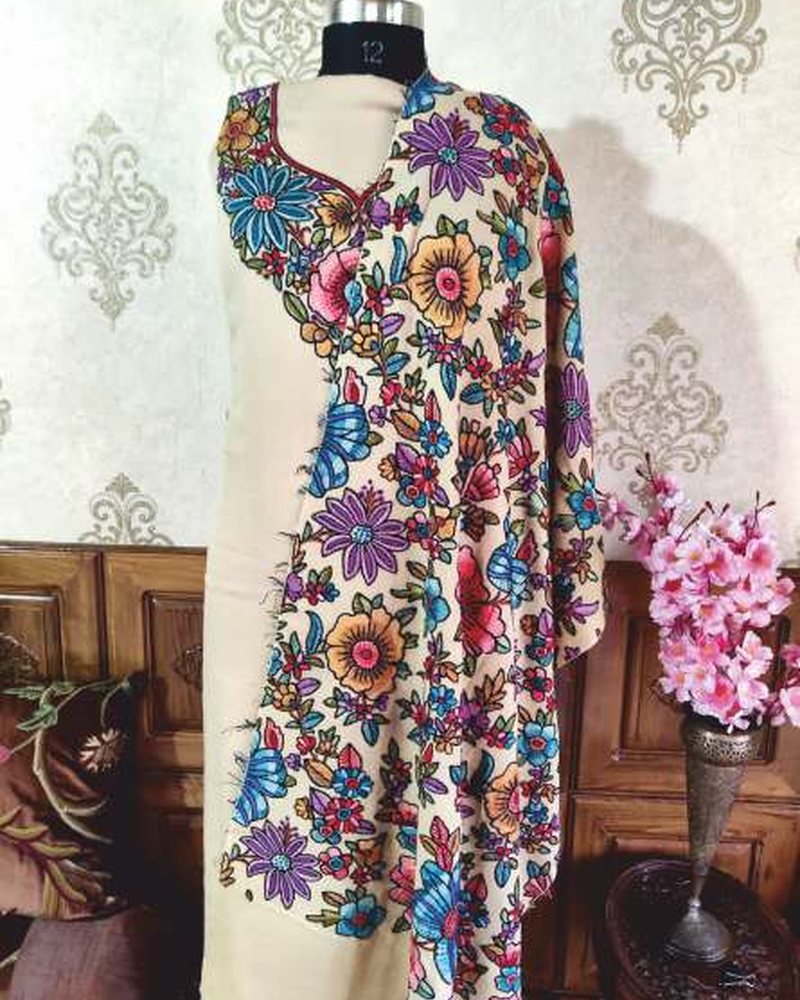 Cotton Dupatta in Kashmiri Kadai hand embroidery — PHPC/DUPATTA-07