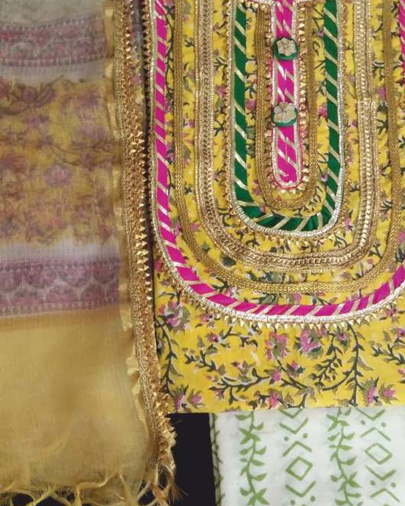 Cotton Suit in Gota Patti hand embroidery — PHPC/SUIT-06