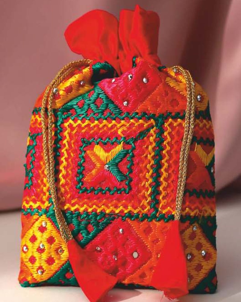 Hand Bag in Phulkari hand embroidery — PHPC/HAND BAG-02