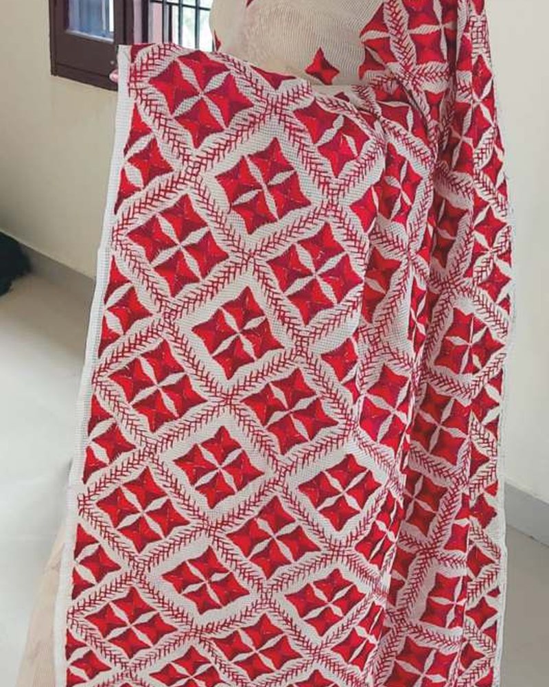 Cotton Saree in Phulkari hand embroidery — PHPC/SAREE-01