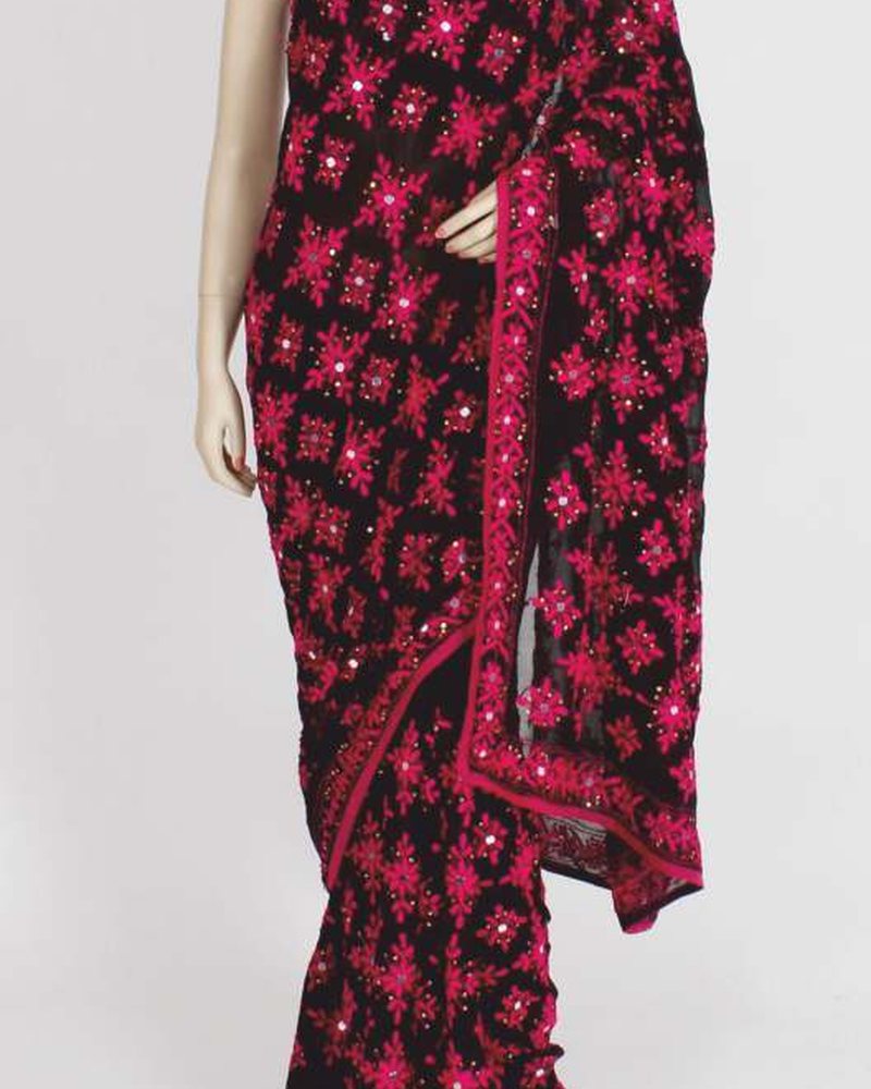 Cotton Saree in Phulkari hand embroidery — PHPC/SAREE-02