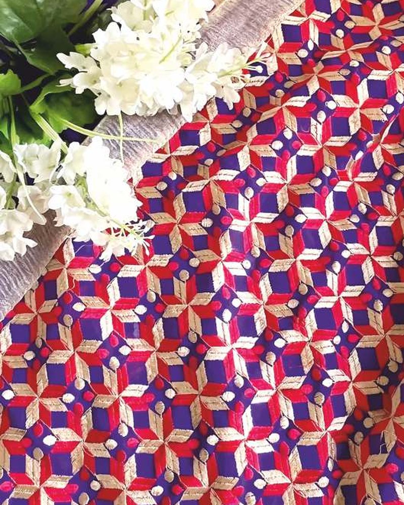 Cotton Saree in Phulkari hand embroidery — PHPC/SAREE-04
