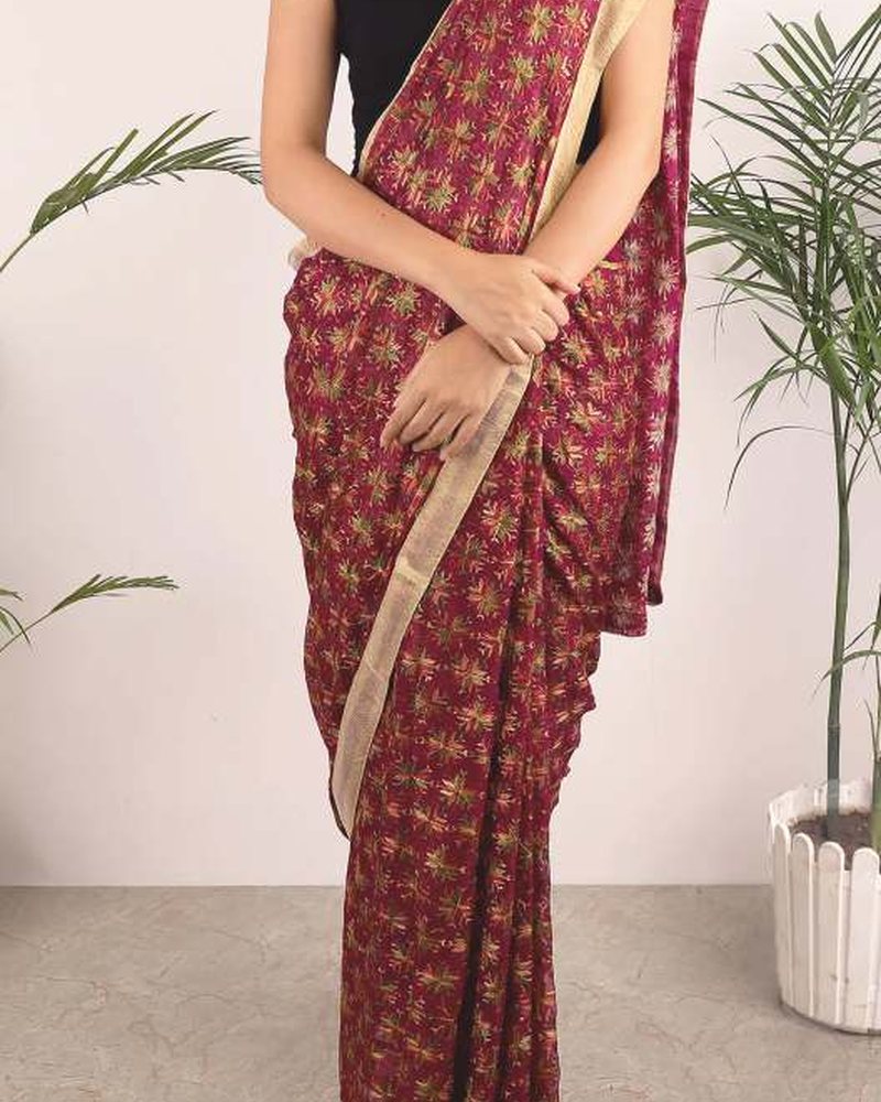 Cotton Saree in Kashmiri Kadai hand embroidery — PHPC/SAREE-06