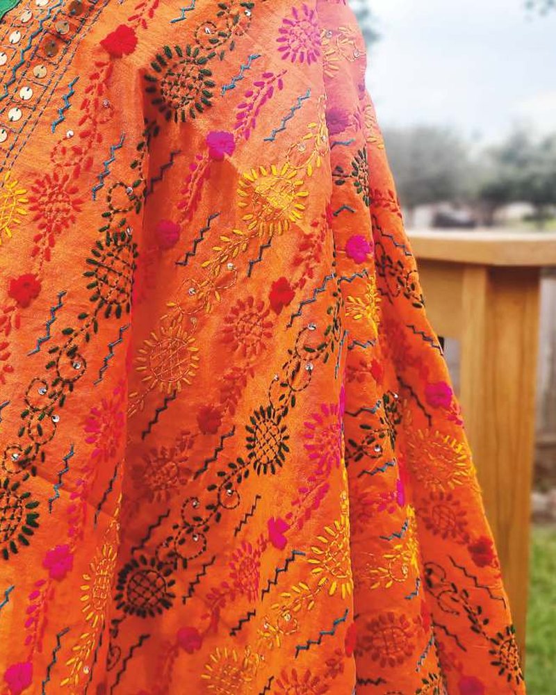 Cotton Saree in Phulkari hand embroidery — PHPC/SAREE-07