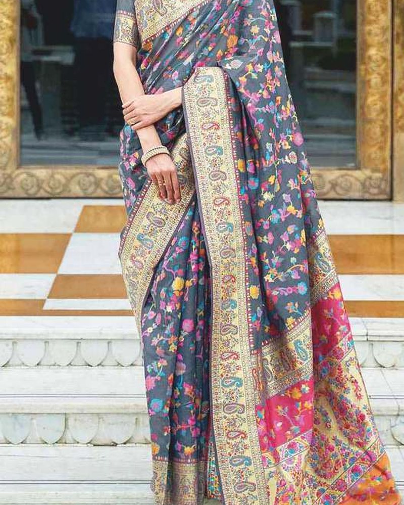 Cotton Saree in Phulkari hand embroidery — PHPC/SAREE-09