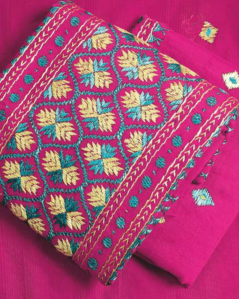 Cotton Suit in Phulkari hand embroidery — PHPC/SUIT-02