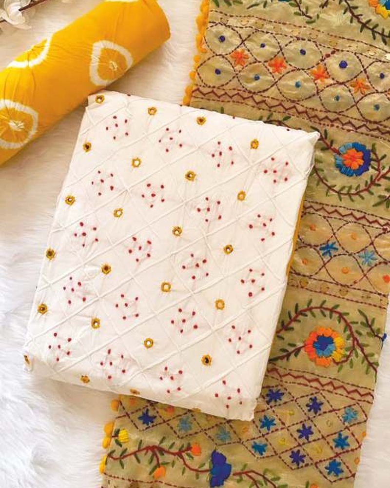Cotton Suit in Phulkari hand embroidery — PHPC/SUIT-04