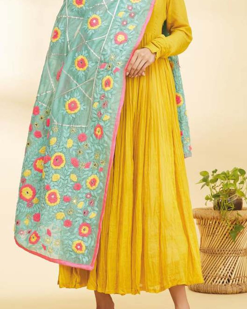 Cotton Suit in Phulkari hand embroidery — PHPC/SUIT-09