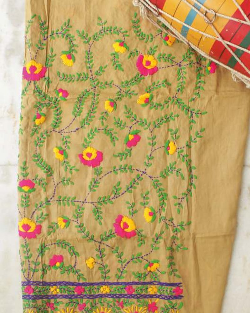 Cotton Suit in Phulkari hand embroidery — PHPC/SUIT-10